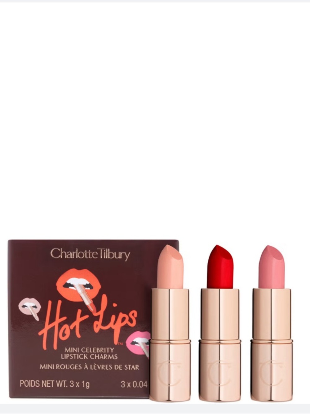 Charlotte Tilbury Mini Lipstick Trio — Nude, Red, Pink